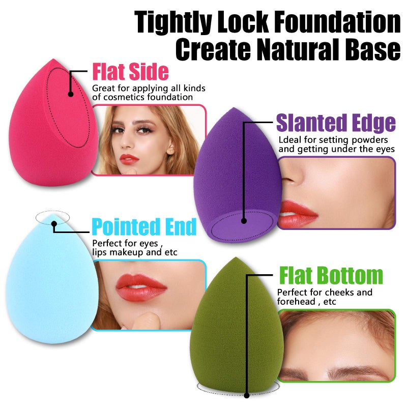 S SUSANN Makeup Sponge Blender Beauty Sponge Set 12pcs and Beauty Foundation Sponge Blender Holder 1PCS,Blending Sponges Cosmetic Puff Flawless for Cream, Liquid Foundation & Powder,Gift for Women - Image 3